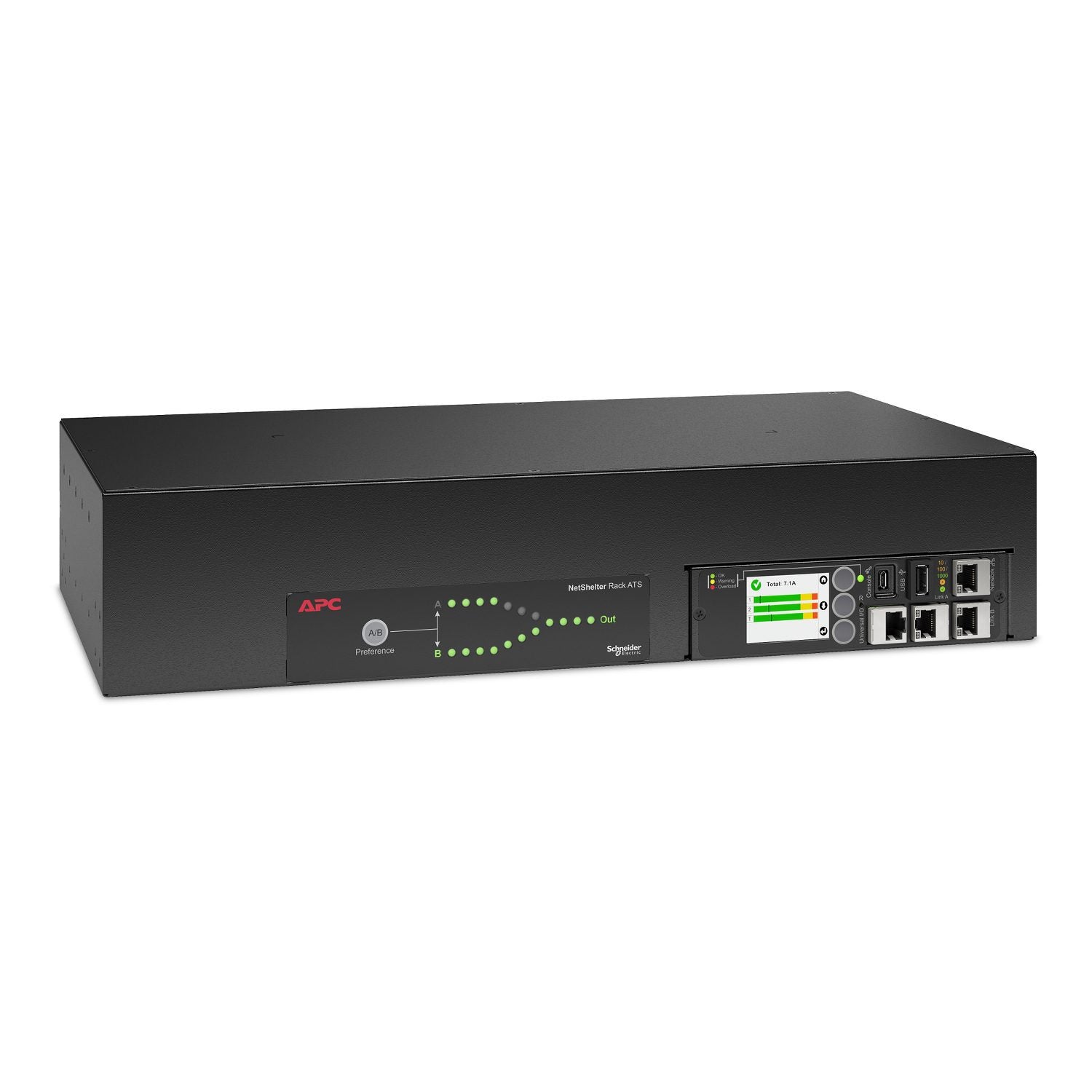 APC NetShelter Rack ATS — 30A 208V, 2U Rackmount, 10ms Transfer, NMC3