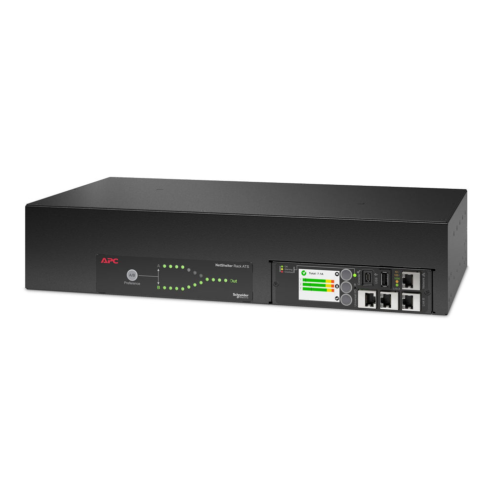 APC NetShelter Rack ATS — 30A 120V, 2U Rackmount, 10ms Transfer, NMC3