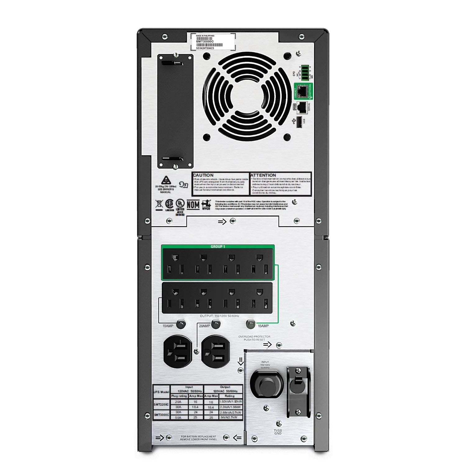 APC Smart-UPS SMT 3kVA Tower UPS — 120V, Line Interactive, SmartConnect, AVR + LCD, TAA Compliant