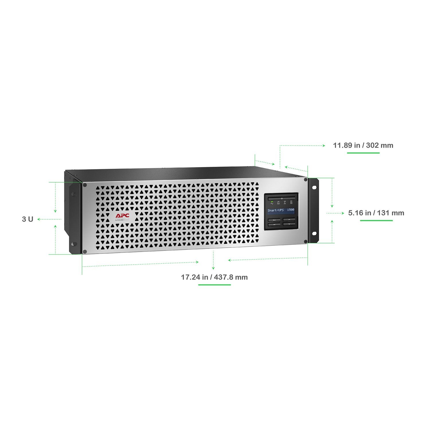 APC Smart-UPS SMT 1500VA Li-Ion 3U Rackmount UPS — 120V, Line Interactive, SmartConnect