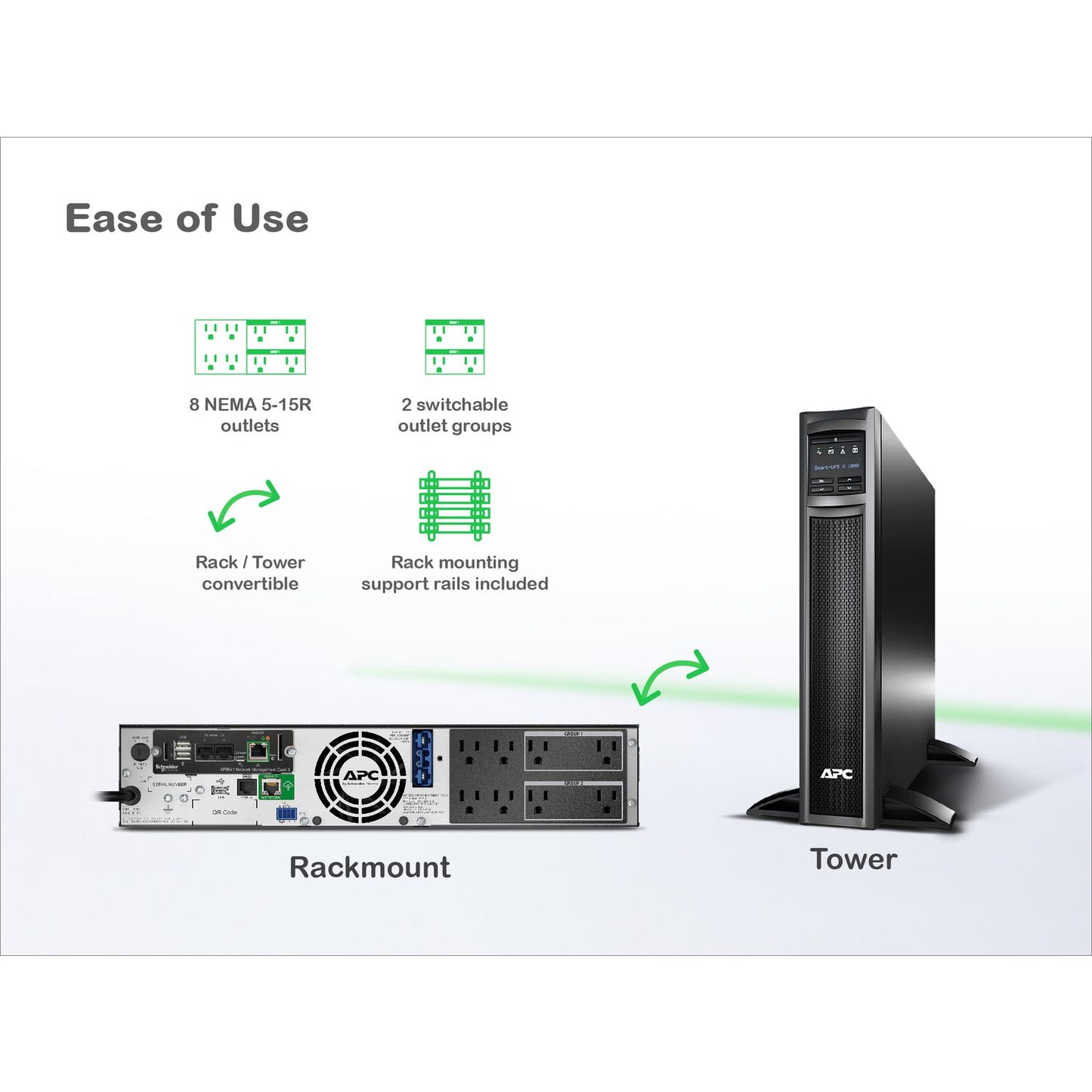 APC Smart-UPS X SMX 1kVA 2U Rack/Tower Convertible UPS — 120V, Network Card, Extended Runtime Capable