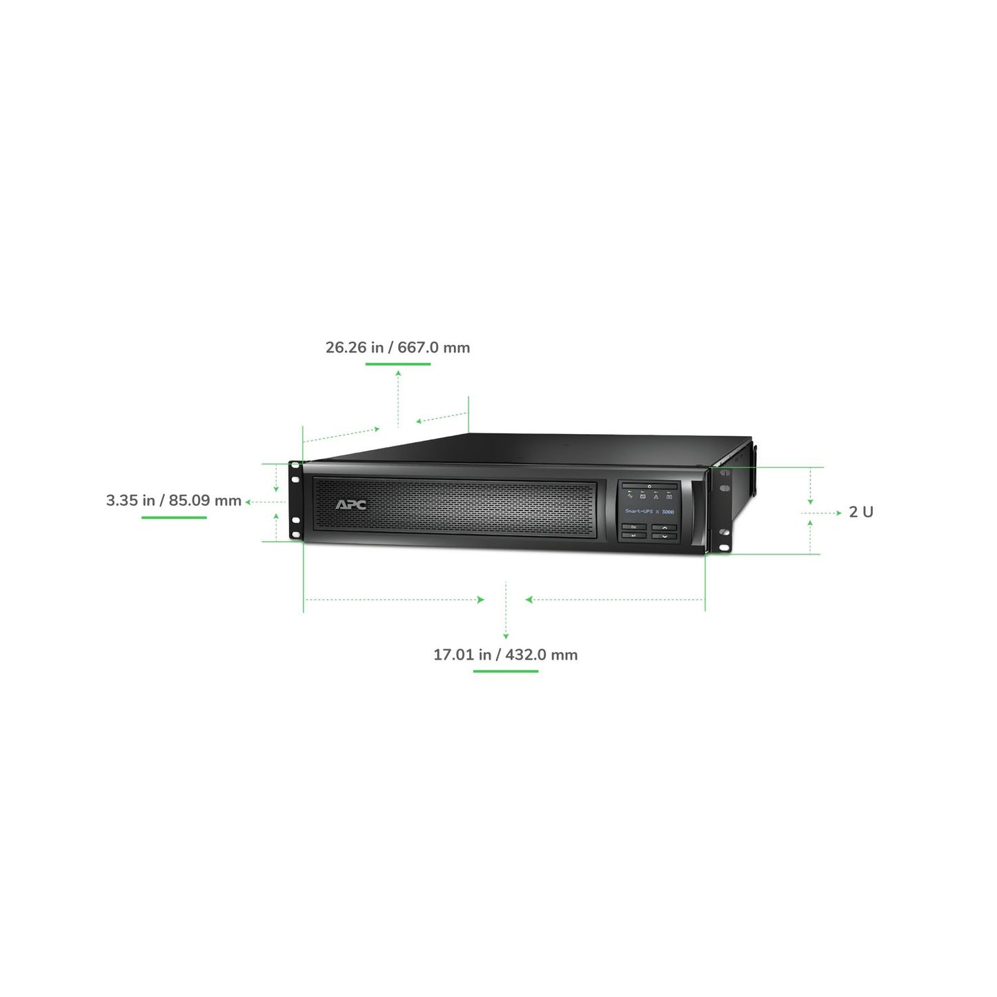 APC Smart-UPS X SMX 3kVA 2U Rack/Tower Convertible UPS — 120V (100-127V), SmartSlot, Extended Runtime Capable