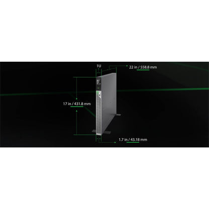 APC Smart-UPS Ultra On-Line, 2200VA, Lithium-ion, Rack/Tower 1U, 120V, 5x 5-20R, 1x L5-20R NEMA outlets, Network Card, Extended runtime, W/rail kit