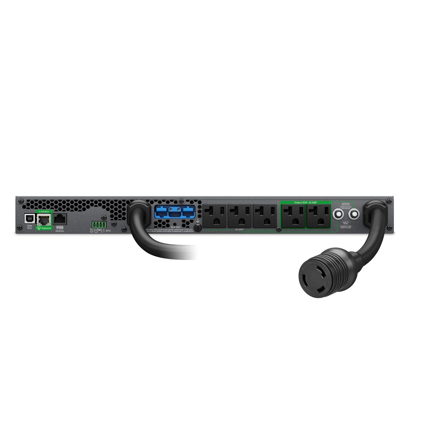 APC Smart-UPS Ultra On-Line, 2200VA, Lithium-ion, Rack/Tower 1U, 120V, 5x 5-20R, 1x L5-20R NEMA outlets, Network Card, Extended runtime, W/rail kit