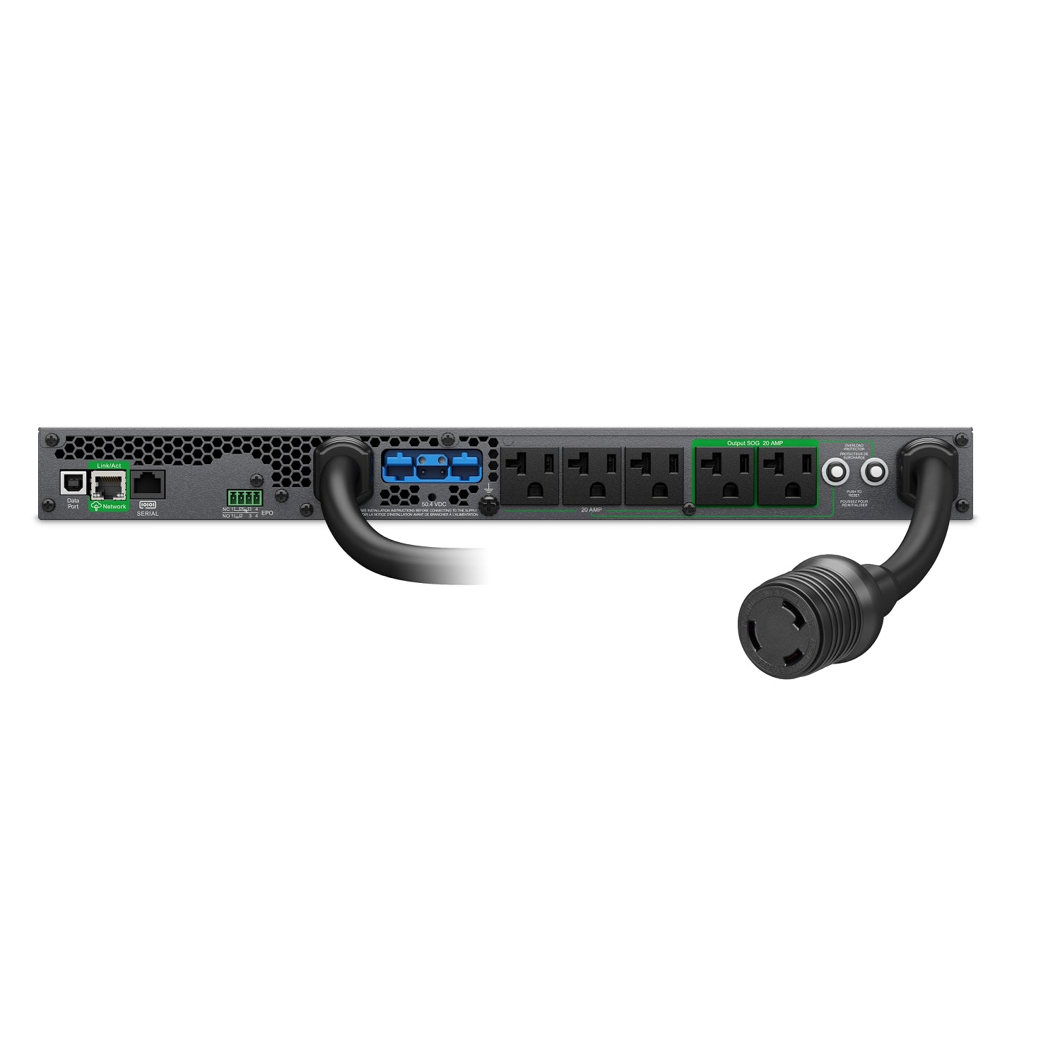 APC Smart-UPS Ultra On-Line, 3000VA, Lithium-ion, Rack/Tower 1U, 120V, 5x 5-20R, 1x L5-30R NEMA outlets, SmartConnect, Extended runtime, W/rail kit