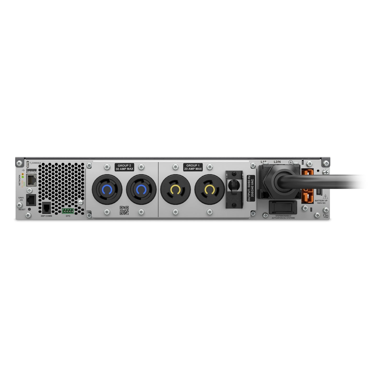 APC Smart-UPS Ultra On-Line, 5000VA, Lithium-ion, Rack/Tower 2U, 208V, 2 L6-20R + 2 L6-30R NEMA outlets, Network Card, Extended runtime, W/rail kit